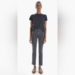 MOTHER High Waisted Rascal Ankle Fray Chalk Faded Black Jeans 32 - NWT $198